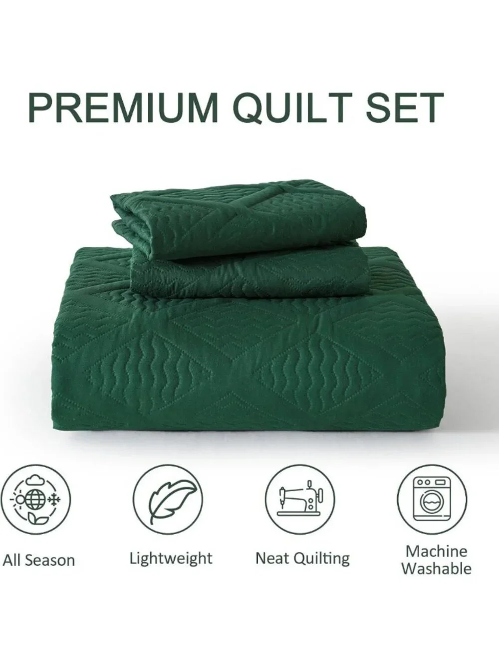 Emerald Green Oversized California King Quilt Set - Luxurious Bedspread
